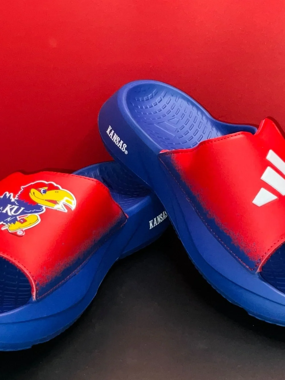 Kansas-KU Jayhawks Adidas Lightblaze Slides. New With Tags. US Men’s 8/W 10